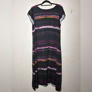 PureJill Sleeveless Striped Multicolor Maxi Dress Summer Spring Size L
